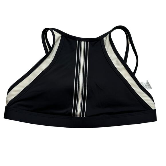 SKYE Exuma Mercedes High Neck Crop Bikini Top Women's Size Small Black Cream - Picture 1 of 6